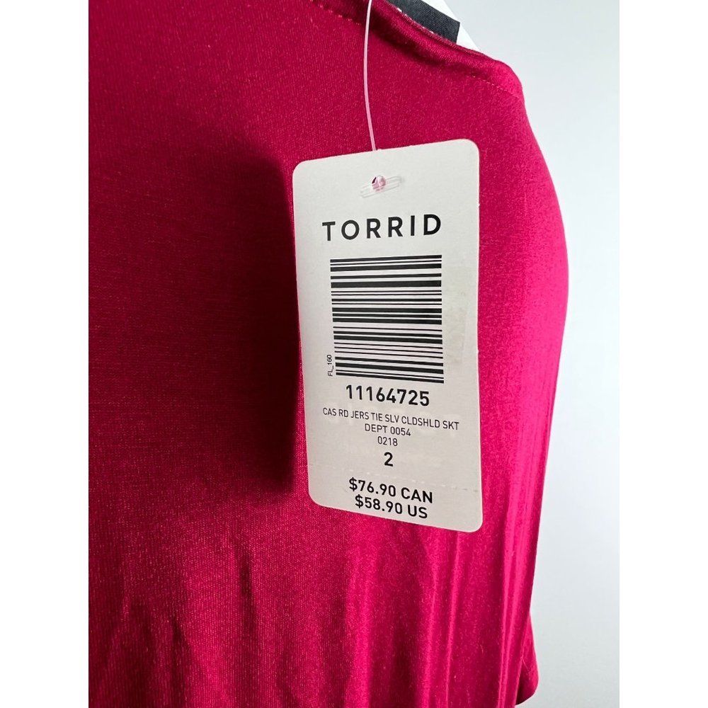 Torrid Red Jersey Cold Shoulder Stretch Dress 2X - Picture 6 of 7